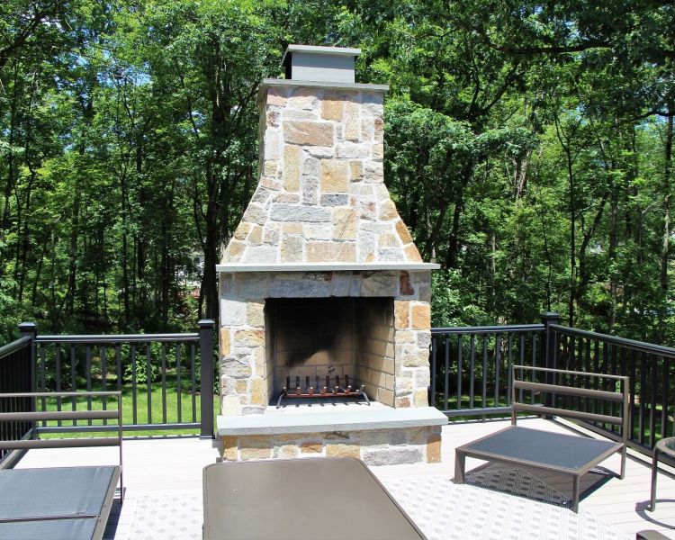 Deck and Fireplace Natural Stone Veneer | Fireplaces and Firepits | Burkholder Landscape