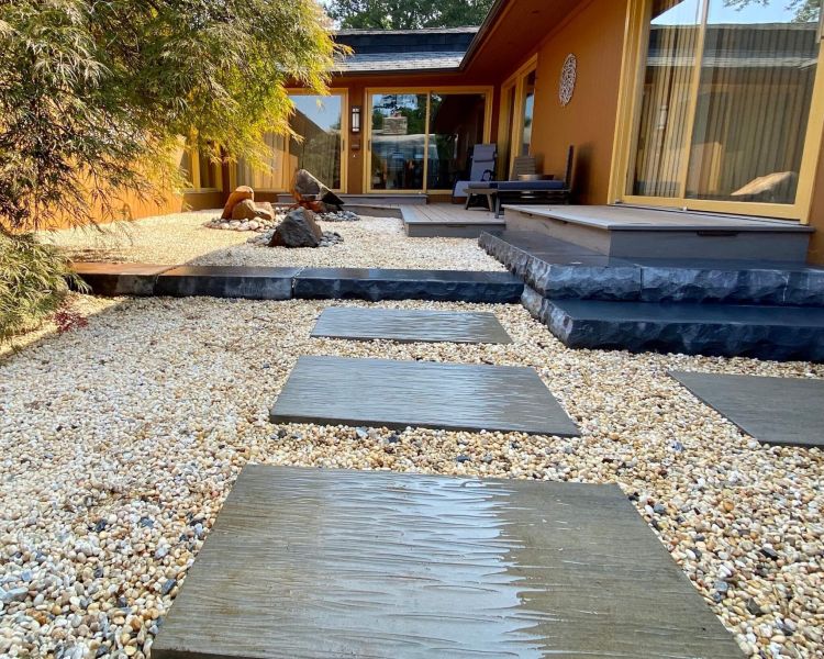 Stone Tile Walkway in Courtyard - Burkholder Landscape