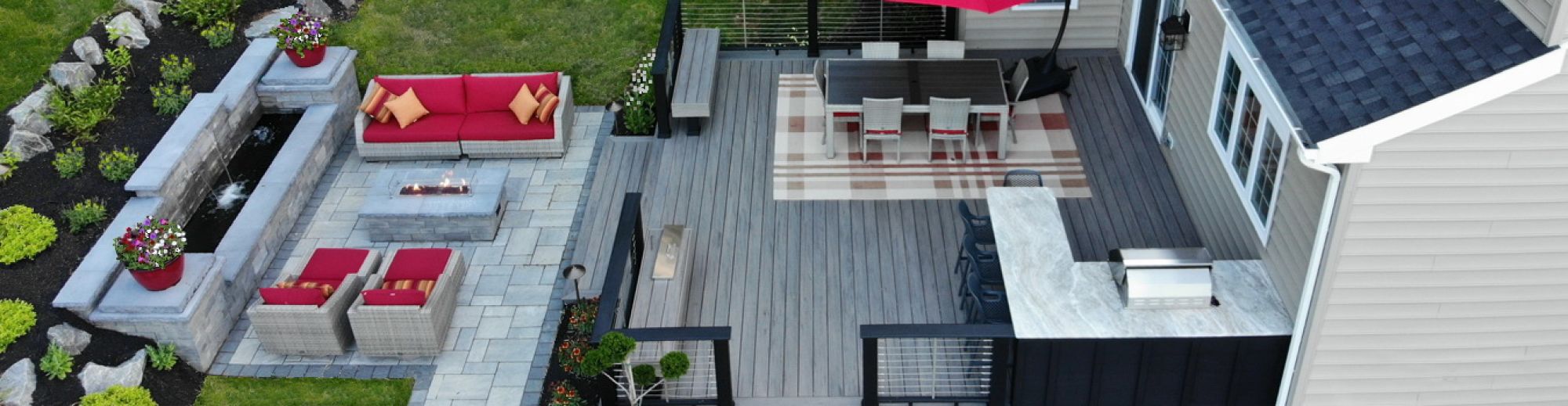 landscape design firm rendering of a home's backyard outdoor space | Burkholder Brothers Landscape
