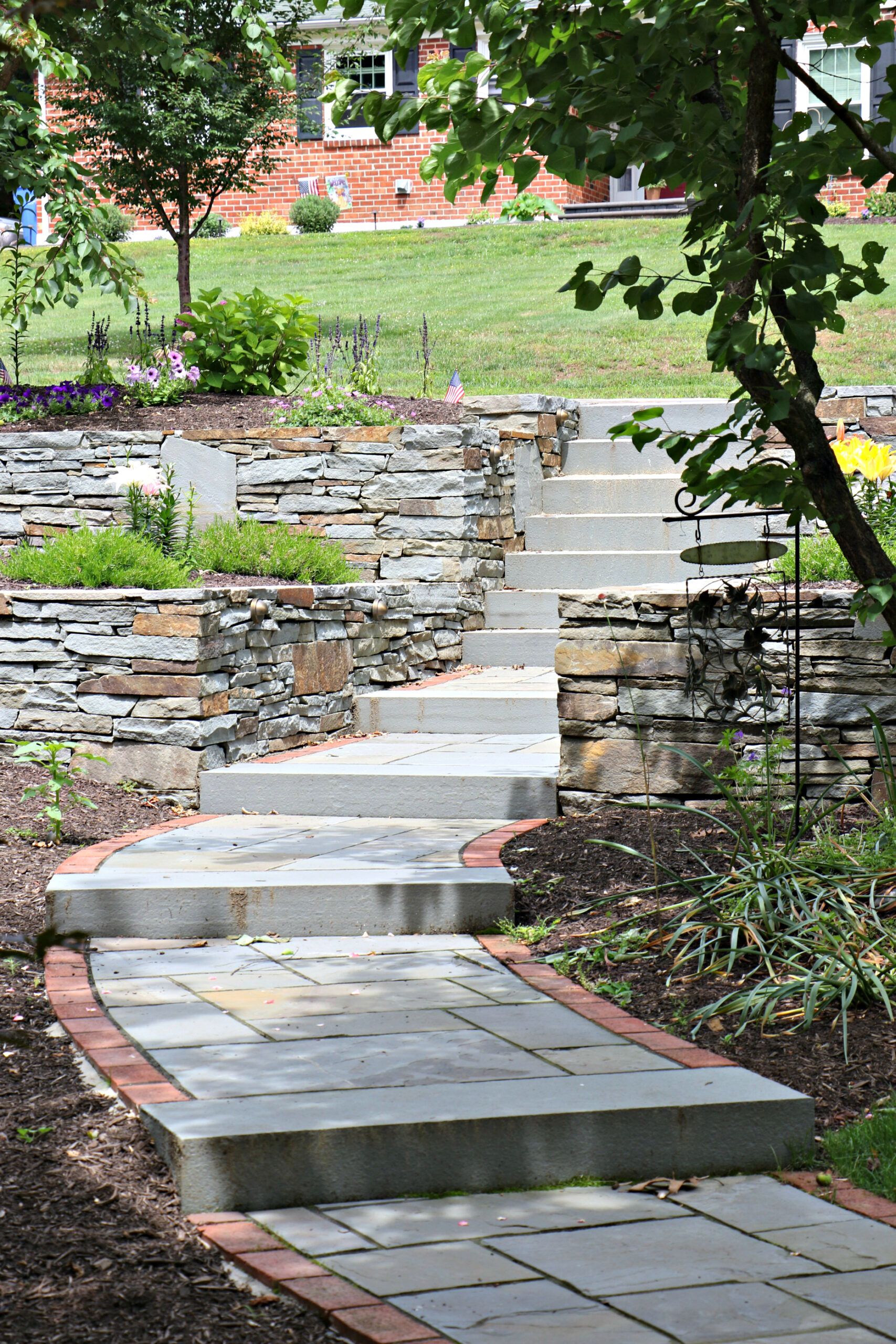 Walkway, steps and retaining walls by Landscape Design Firm Burkholder Brothers Landscape