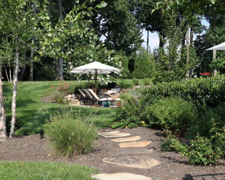 Landscaping: Natural Stone Pathway though Planting bed