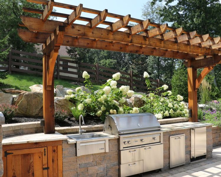 Structures: Cedar Pergola over Outdoor Kitchen