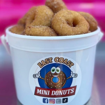 Bucket of sugar donuts by East Coast Mini Donuts - Burkholder Holiday Market 2022
