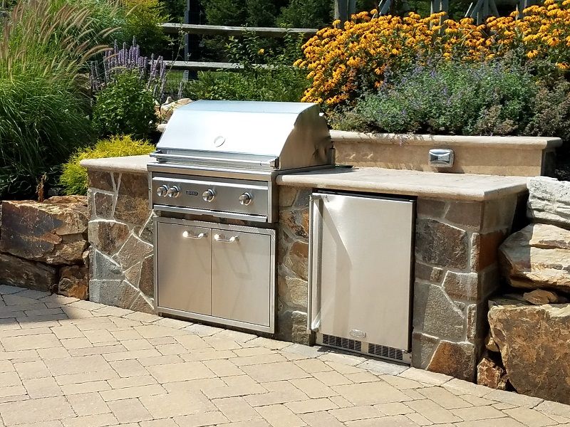 Outdoor Grill with refrigerator and counter top | Trends in Outdoor Kitchens and Grills | Burkholder Landscaping