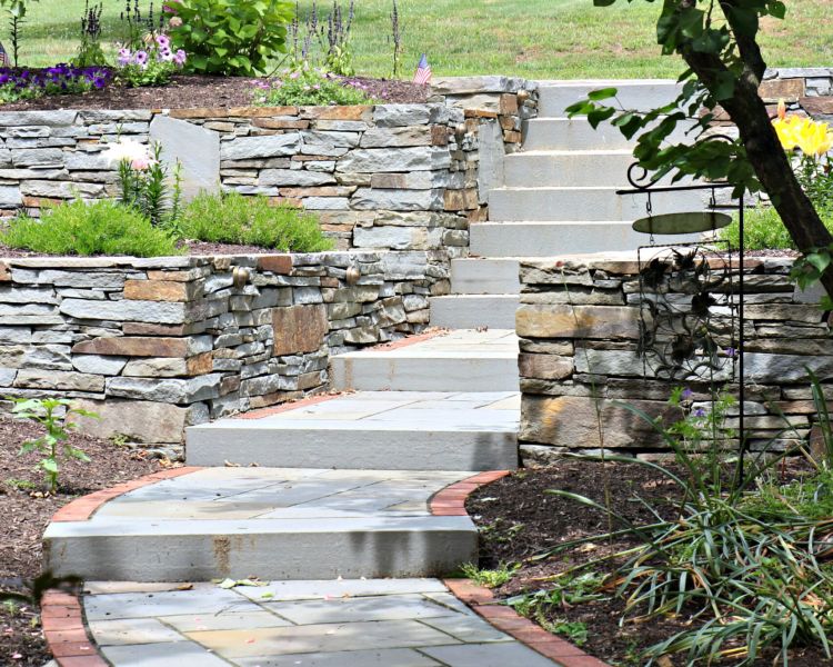 Steps and Stairs Brick Bluestone Cheek Walls