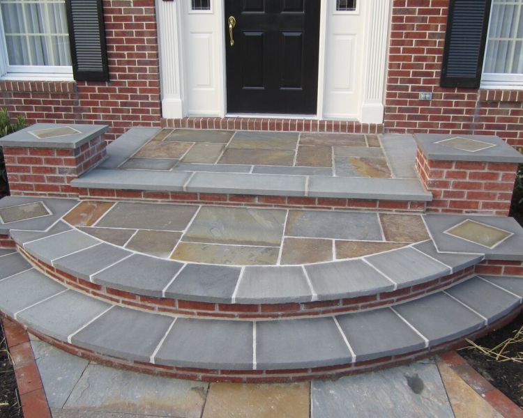 Steps: Clay Brick risers with Flagstone Treads