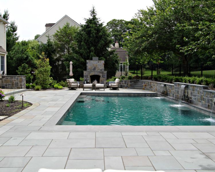 Pools and Spas Flagstone Patio and Mica Veneer Walls