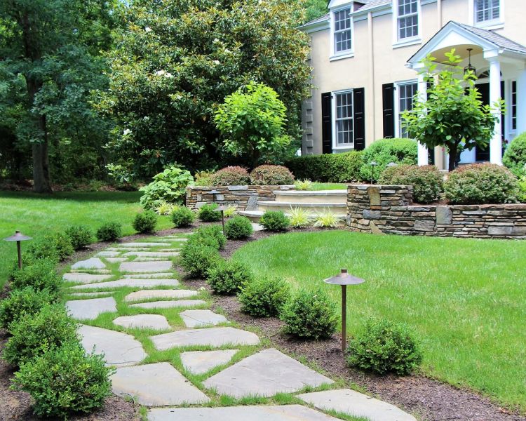 Front Walkway full-color Irregular Flagstones | Walkway | Burkholder Landscape