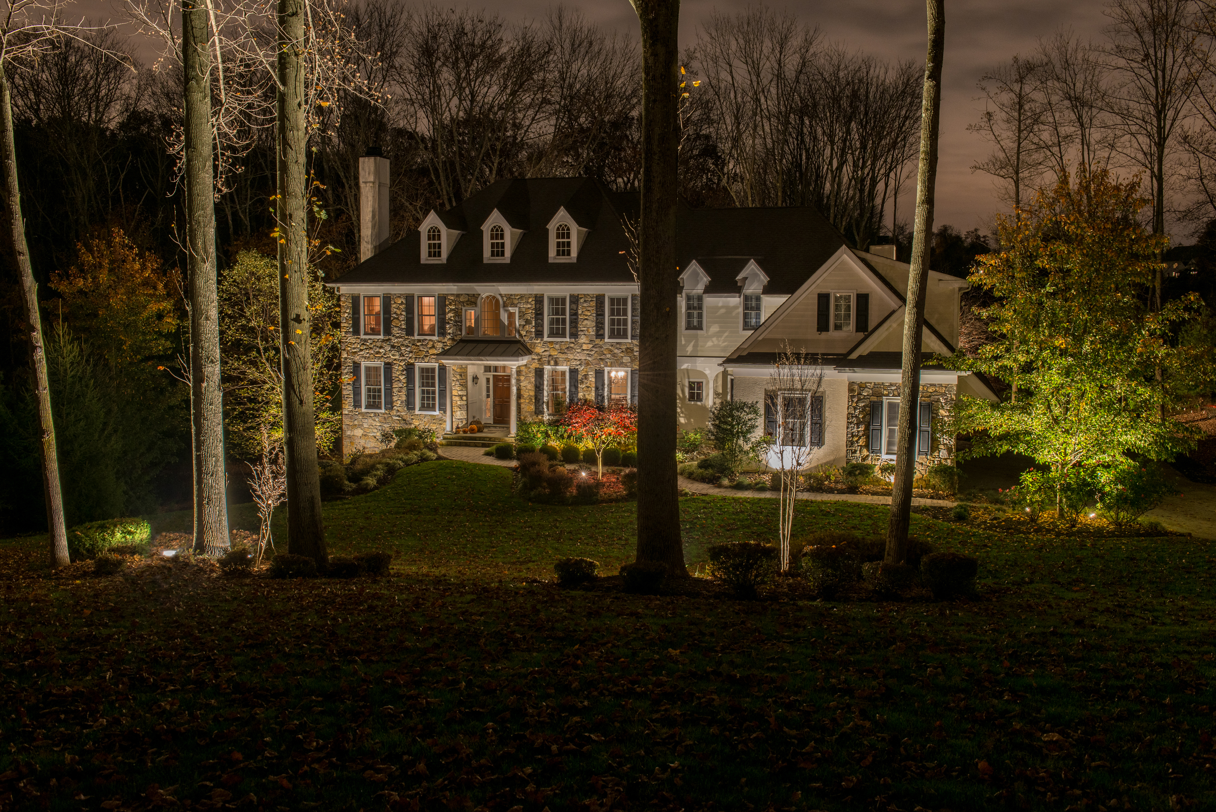 Residential Outdoor Lighting Designers By Burkholder Lighting Front Foundation Up On Trees Path Lights And To Wash Of House