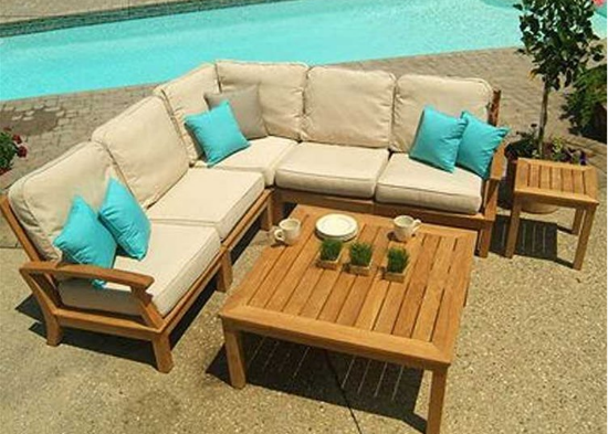 comfortable and stylish patio sofa set by pool