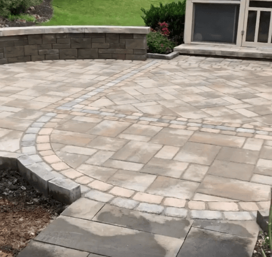 patio with flagstone pavers | Burkholder Landscape