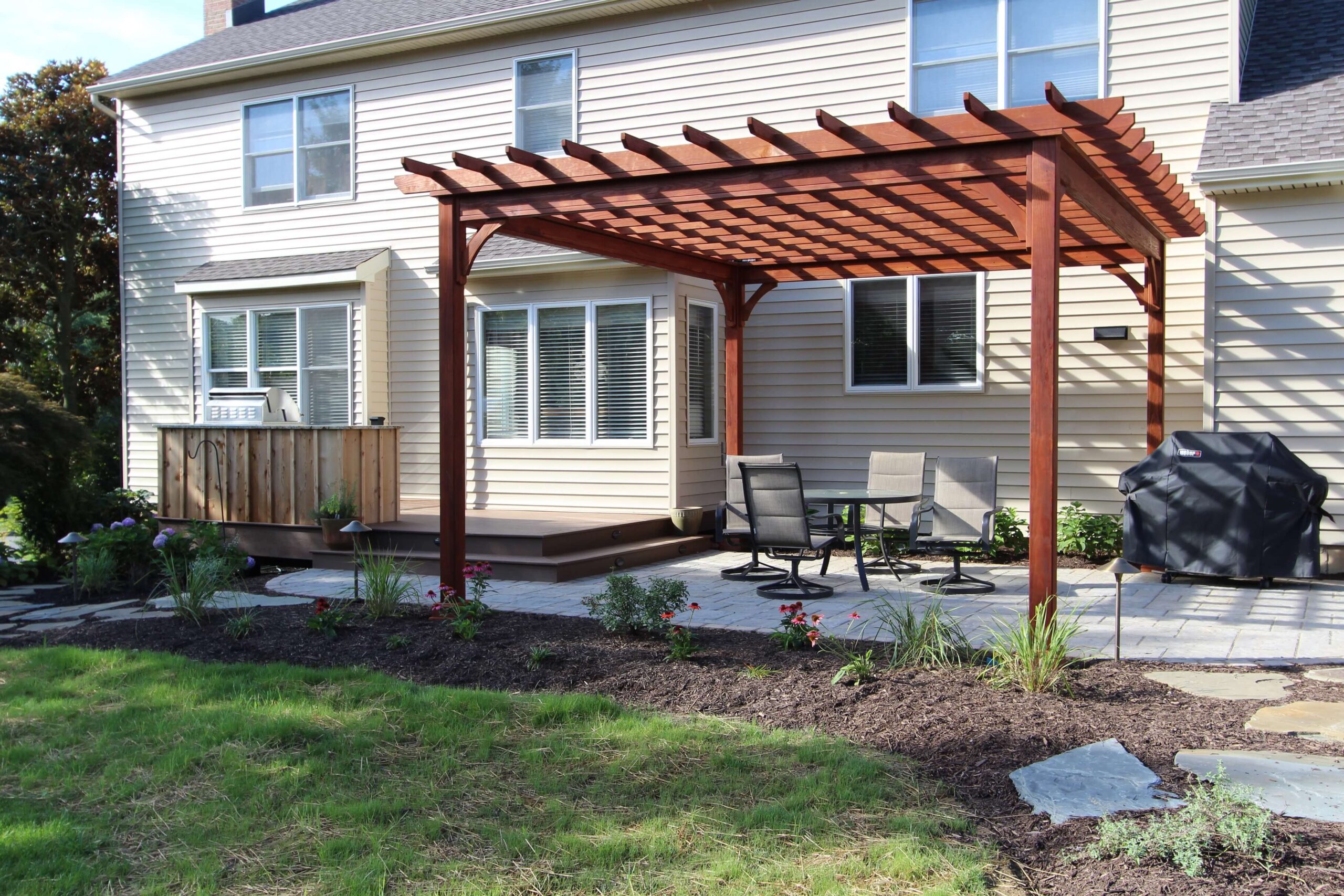 pergola over patio | adding a shade structure to your outdoor living space | Burkholder Landscape