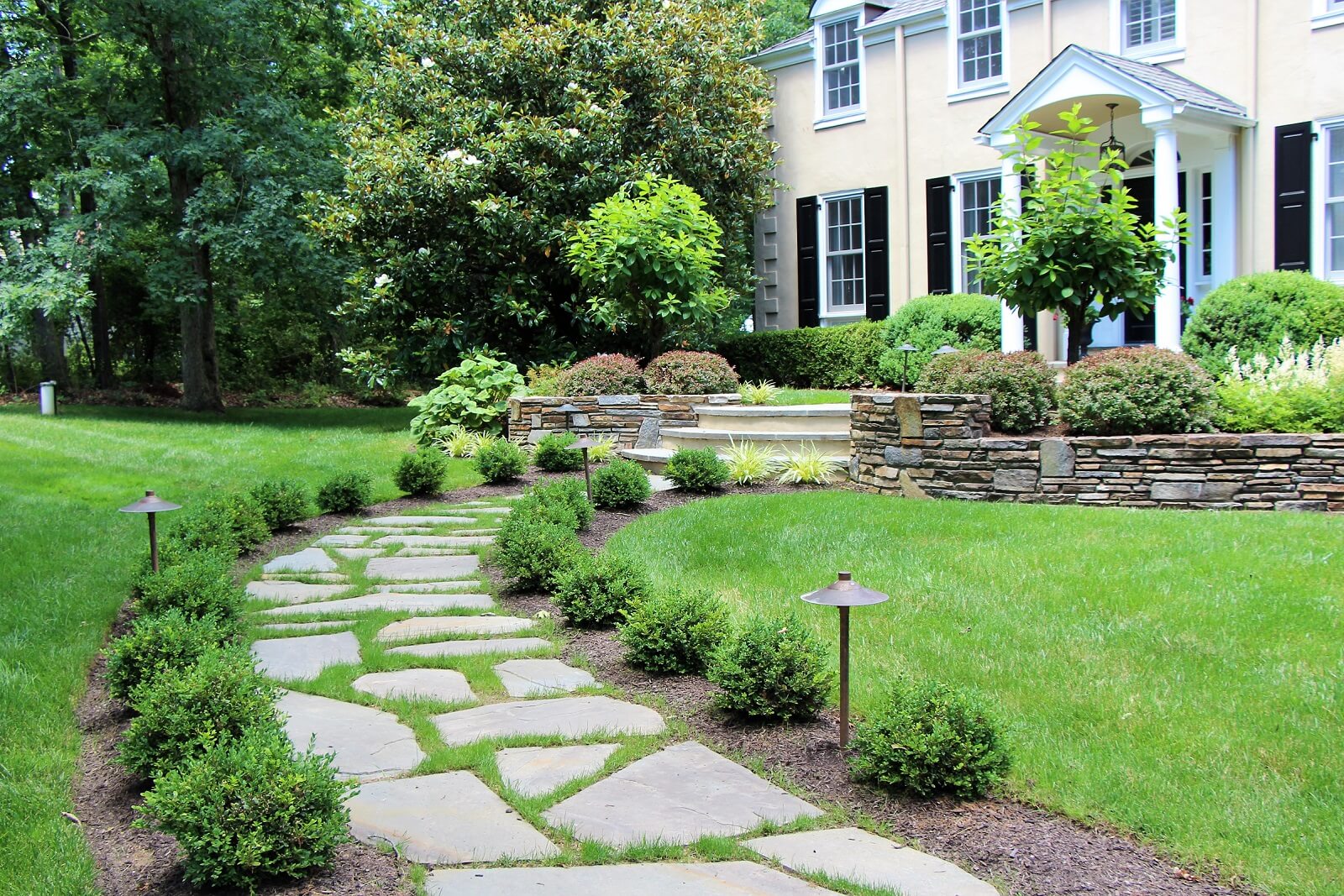 Front Walkway full-color Irregular Flagstones | Walkway | Burkholder Landscape