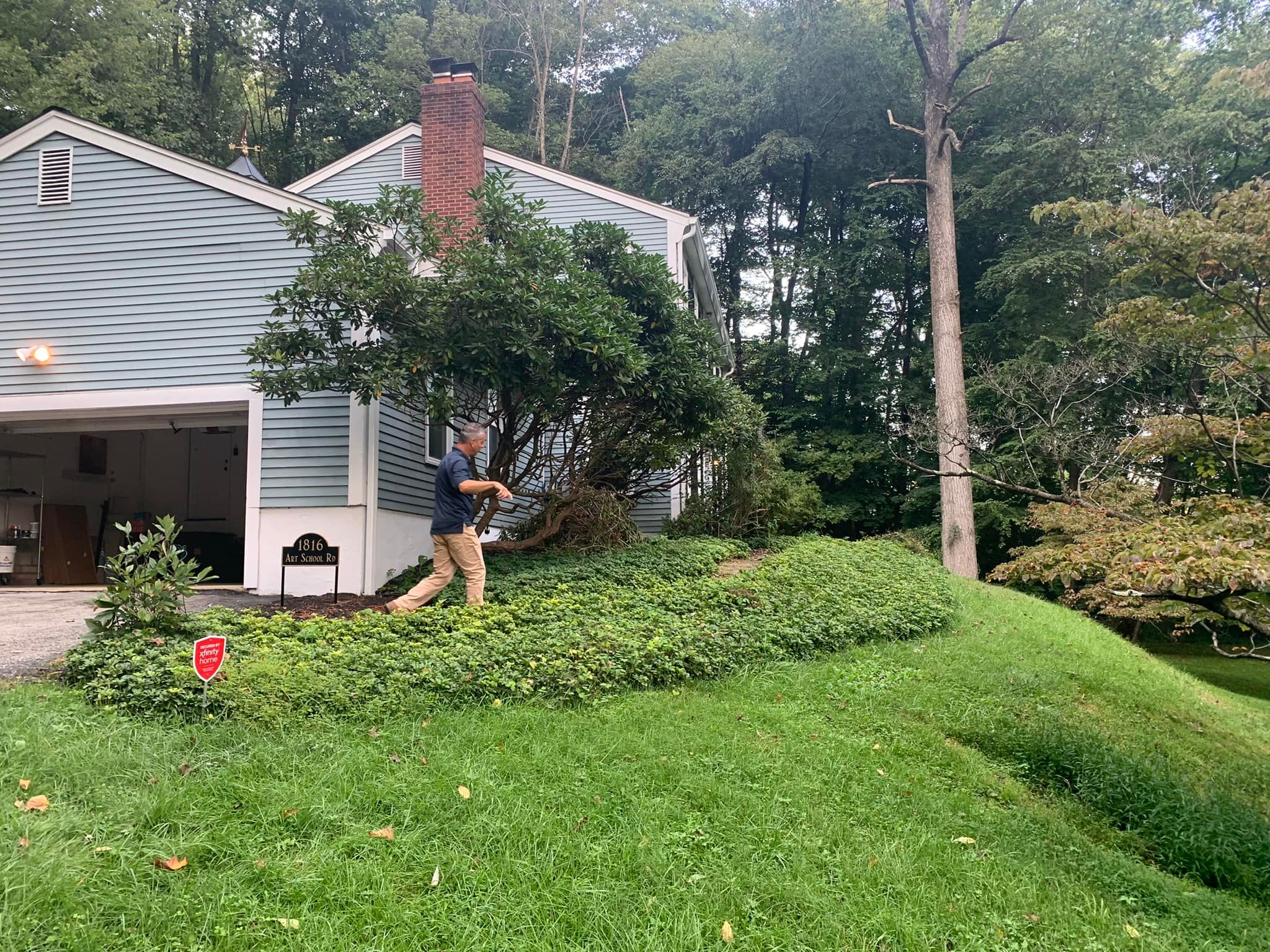 View of side yard before new landscape project | Burkholder Landscape