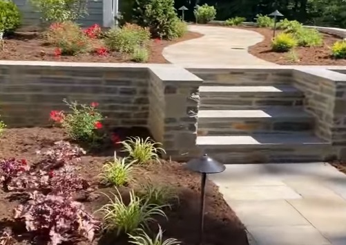 Raised beds and walkway after new landscape project | Burkholder Landscape