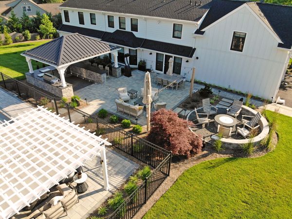 Aerial view of backyard landscape | Burkholder's Lansdscape Design Process