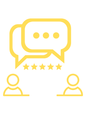 two people with review conversation bubbles - Benefits of a Full Service Landscape Company - Burkholder Landscape