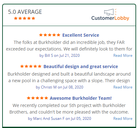 customer lobby small list of reviews - burkholder landscape
