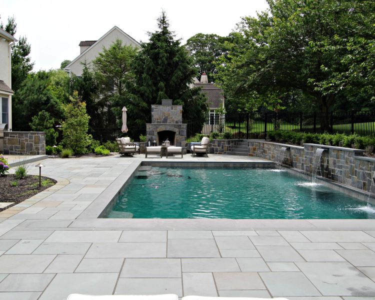 Pools and Spas Flagstone Patio and Mica Veneer Walls