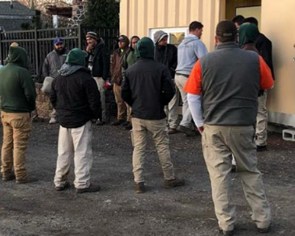 training session outside at Burkholder Landscape