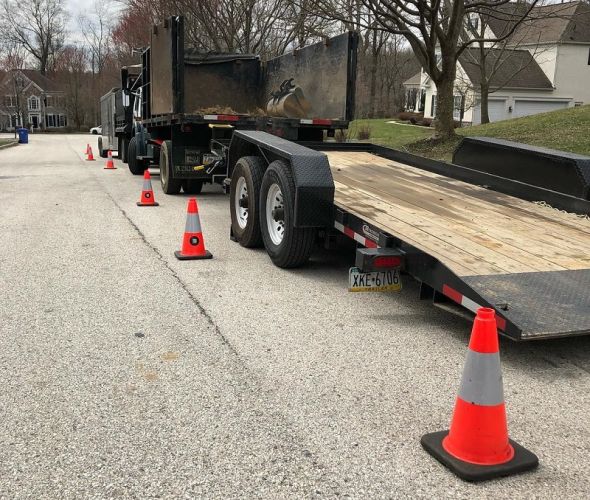 image of truck with safety cones- burkholder landscape