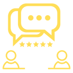 two people with review conversation bubbles - Benefits of a Full Service Landscape Company - Burkholder Landscape