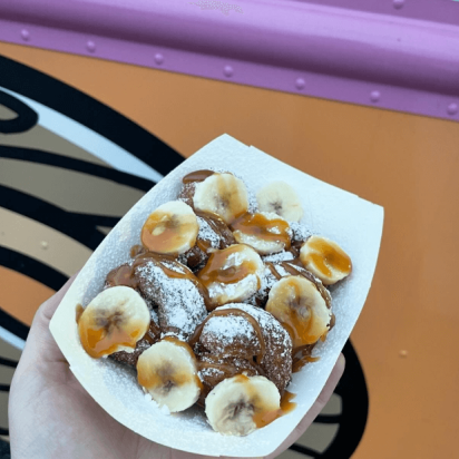 Donuts with bananas from Doris's Donuts -  See them at the Burkholder Holiday Market