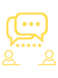 two people with review conversation bubbles - Benefits of a Full Service Landscape Company - Burkholder Landscape